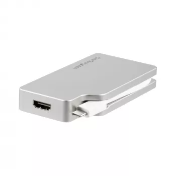 StarTech.com USB-C wieloportowy adapter wideo z HDMI, VGA, Mini DisplayPort lub DVI – USB-C adapter do monitora z HDMI 1.4 lub mDP 1.2 (4K) – VGA lub DVI (1080p) – srebrny aluminiowy