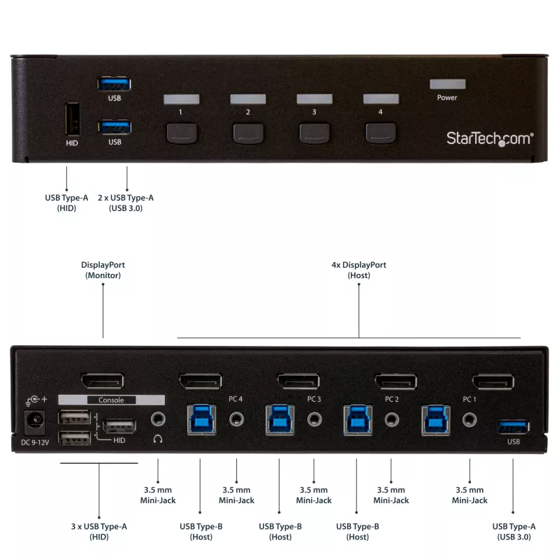 StarTech.com 4-portowy przełącznik DisplayPort KVM - USB 3.0 - 4K 30 Hz