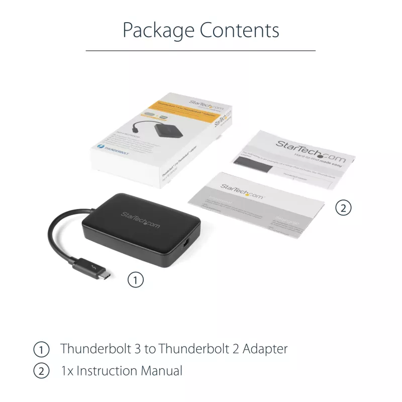 Adapter StarTech.com Thunderbolt 3 na Thunderbolt 2 — laptop TB3 do wyświetlaczy i urządzeń TB2 — konwerter Thunderbolt 2 20 Gb/s lub Thunderbolt 1 10 Gb/s — certyfikat Thunderbolt 3 — Windows/Mac