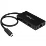 StarTech.com 3-portowy hub USB 3.0 plus Gigabit Ethernet - USB-C - z zasilaczem~3-portowy hub USB-C z Gigabit Ethernet - USB-C na 3x USB-A - USB 3.0 (5 Gb/s) - z zasilaczem
