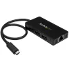 StarTech.com 3-portowy hub USB 3.0 plus Gigabit Ethernet - USB-C - z zasilaczem~3-portowy hub USB-C z Gigabit Ethernet - USB-C na 3x USB-A - USB 3.0 (5 Gb/s) - z zasilaczem
