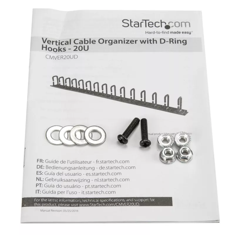 StarTech.com Pionowy organizer kabli z haczykami typu D-Ring - 0U - 2,8 stopy