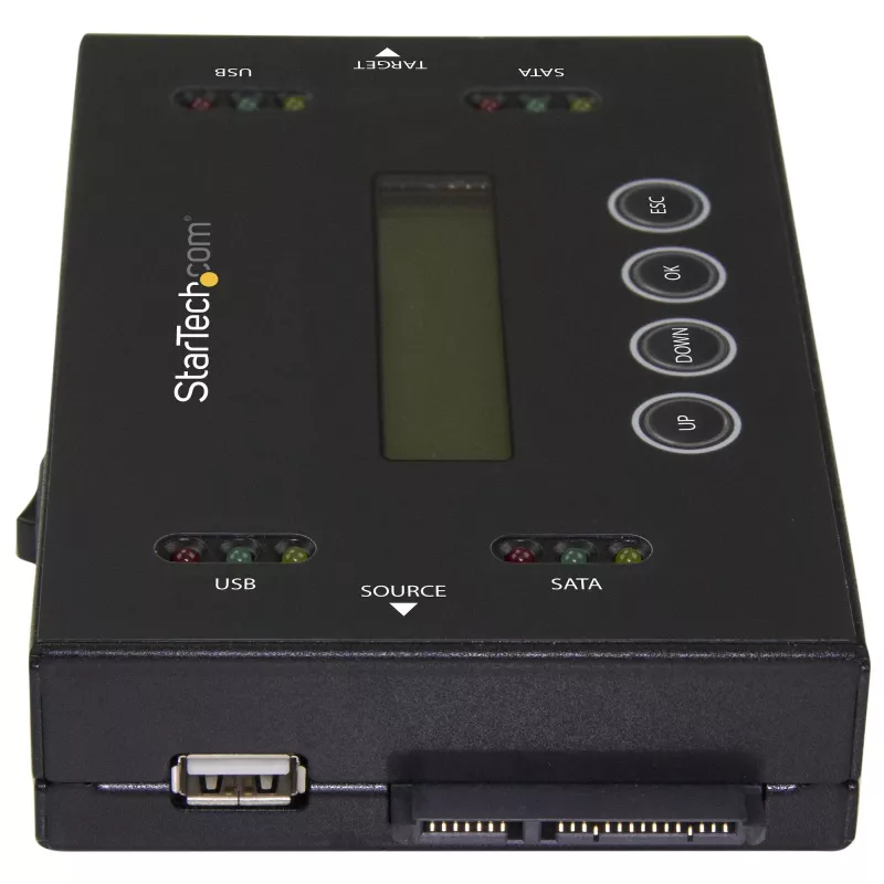 StarTech.com 1:1 Samodzielny duplikator i kasownik dysków twardych, klonowanie i kasowanie pamięci USB oraz HDD/SSD SATA, wyświetlacz LCD, zgodny z TAA, niezależny od systemu operacyjnego