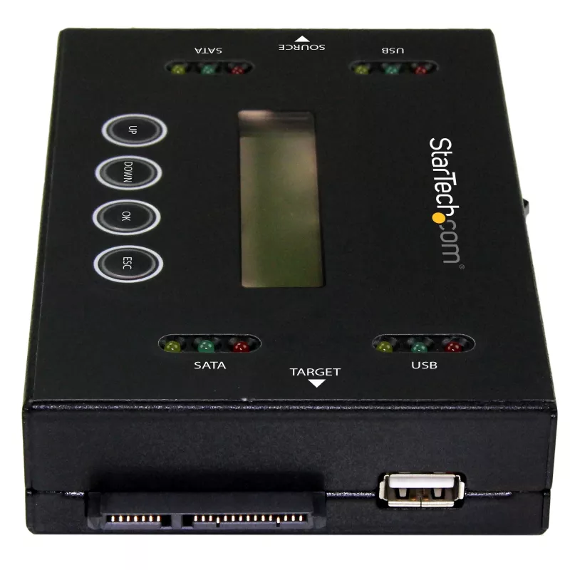 StarTech.com 1:1 Samodzielny duplikator i kasownik dysków twardych, klonowanie i kasowanie pamięci USB oraz HDD/SSD SATA, wyświetlacz LCD, zgodny z TAA, niezależny od systemu operacyjnego