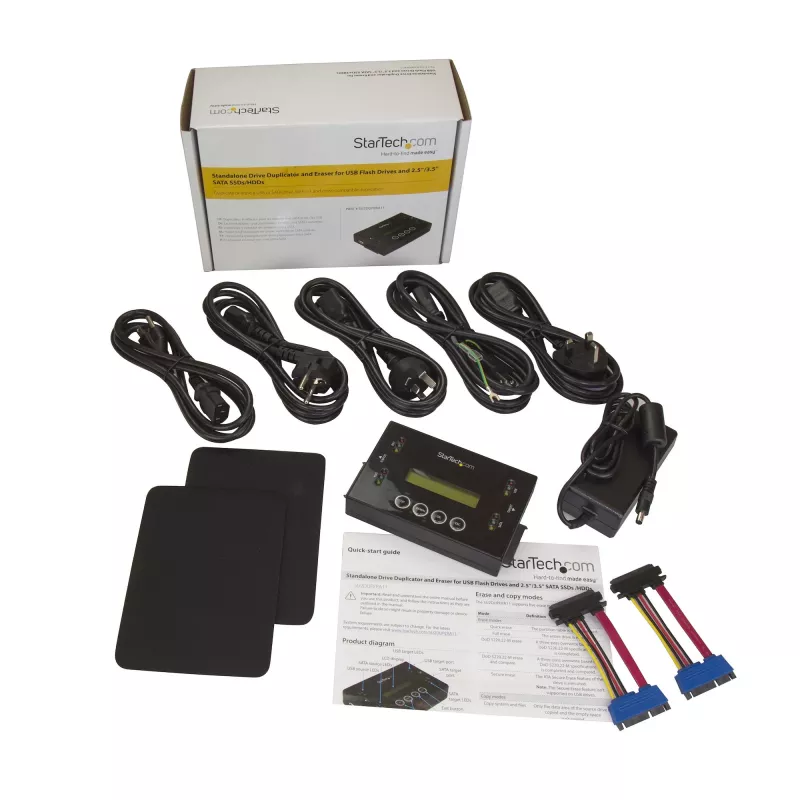 StarTech.com 1:1 Samodzielny duplikator i kasownik dysków twardych, klonowanie i kasowanie pamięci USB oraz HDD/SSD SATA, wyświetlacz LCD, zgodny z TAA, niezależny od systemu operacyjnego