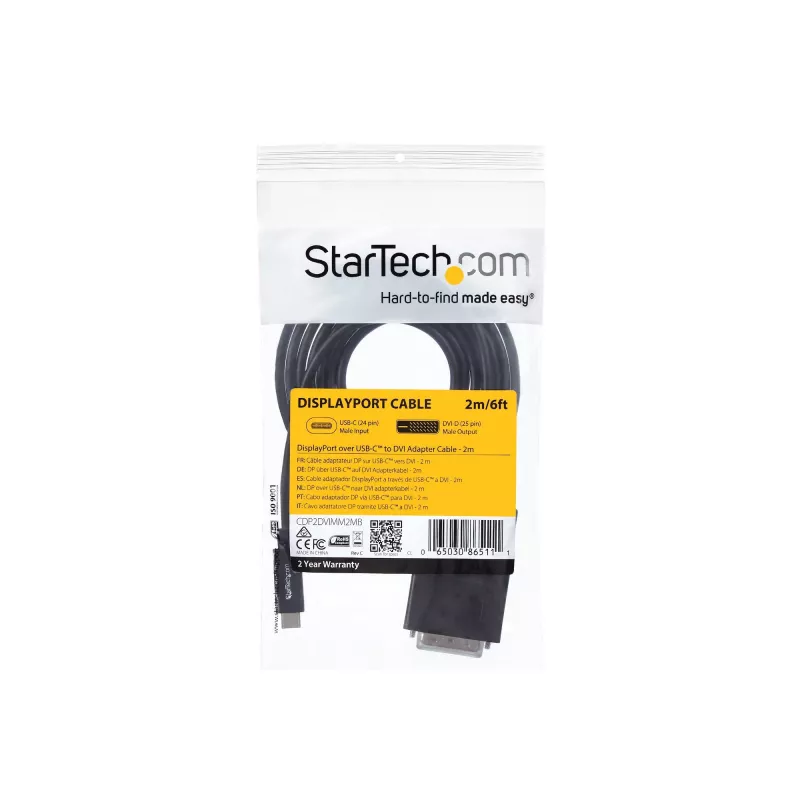 StarTech.com 6,6 stopy (2m) kabel USB-C do DVI - 1920 x 1200 - Czarny