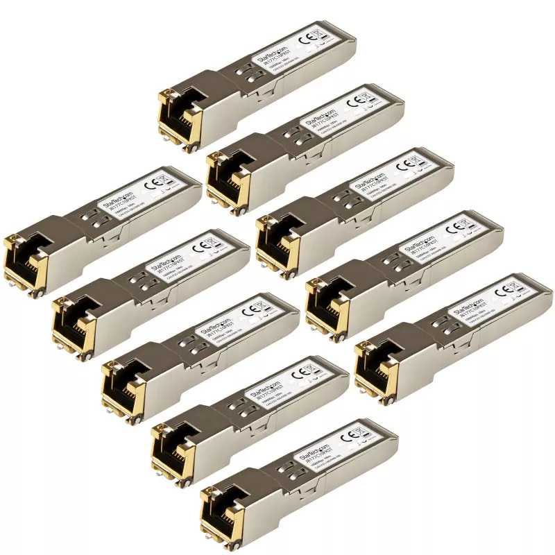 StarTech.com HP J8177C Kompatybilny moduł nadawczo-odbiorczy SFP - 1000BASE-T - 10 szt. w opakowaniu~10 szt. HPE J8177C Kompatybilny moduł SFP - 1000BASE-T - SFP na RJ45 Cat6/Cat5e - 1GE Gigabit Ethernet SFP - RJ-45 100m - HPE 1810, 1820, 2530