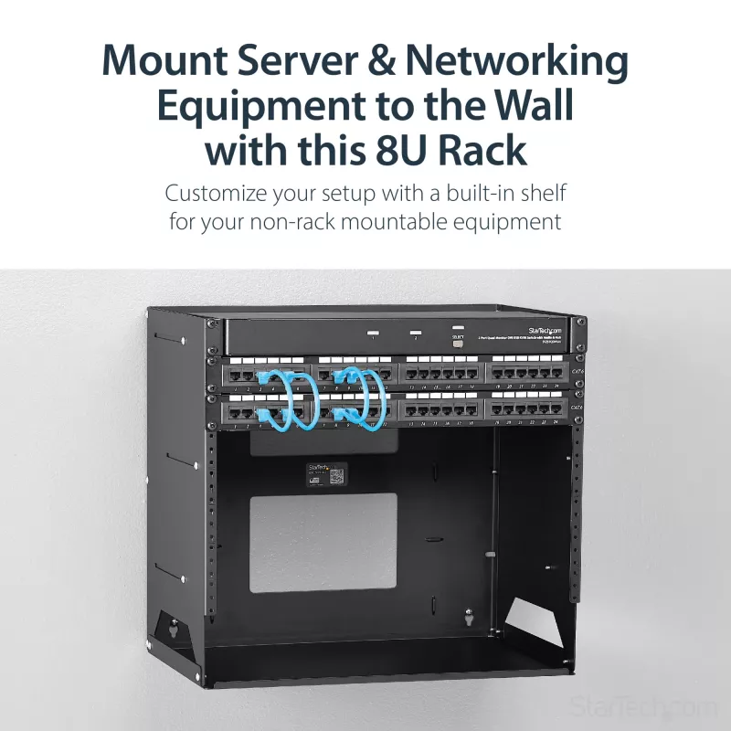 StarTech.com Wall-Mount Server Rack z Built-in Shelf - Solid Steel - 8U