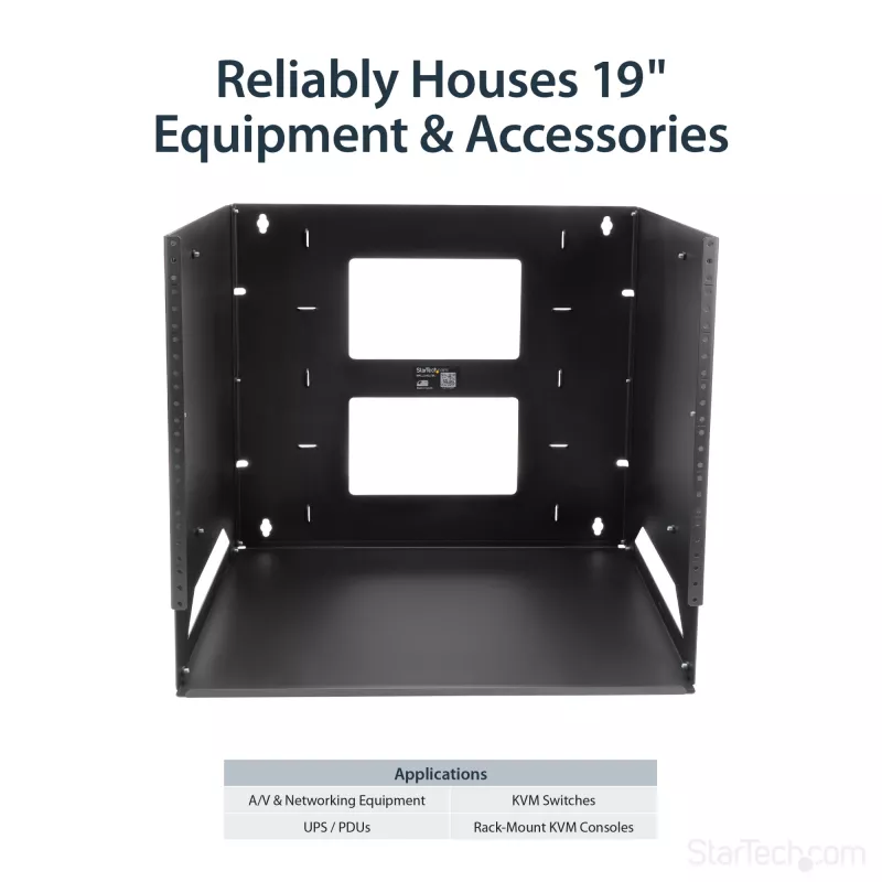 StarTech.com Wall-Mount Server Rack z Built-in Shelf - Solid Steel - 8U