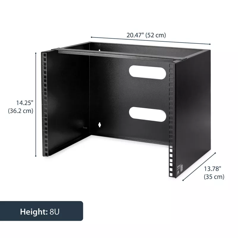 StarTech.com 8U Szafa sieciowa naścienna - Głębokość 14 cali (niski profil) - Uchwyt na panel krosowy 19 cali do płytkiego wyposażenia serwerowego i IT, przełączników sieciowych - Udźwig 80lbs/36kg, czarny
