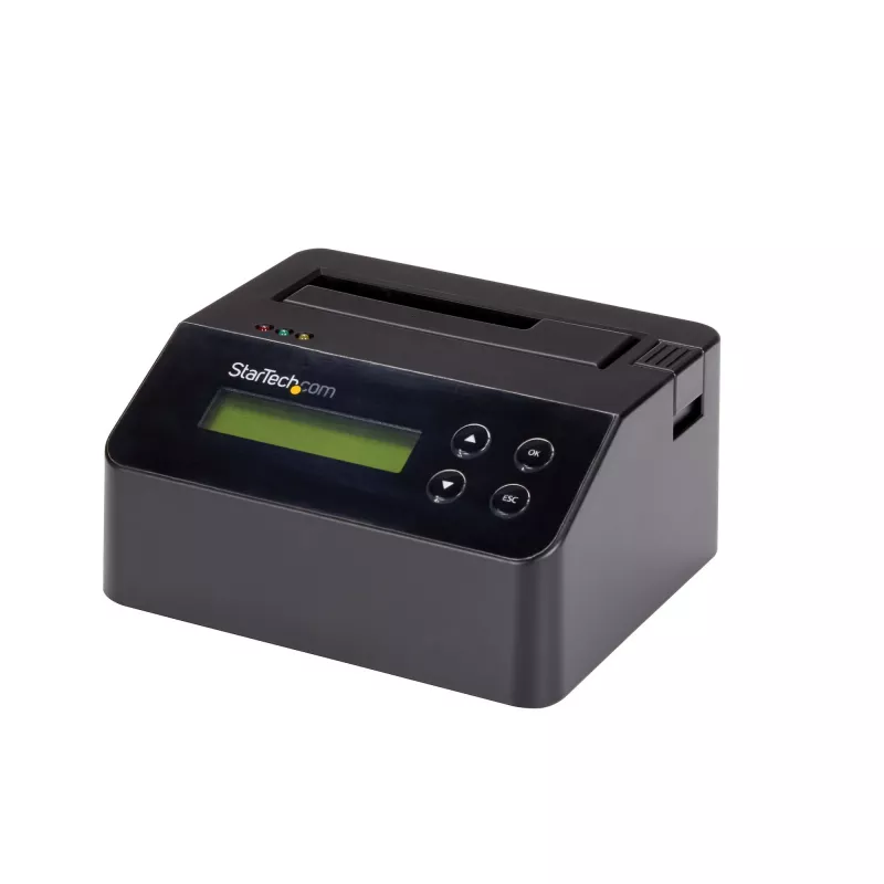 StarTech.com Single Bay Hard Drive Eraser, Standalone HDD/SSD Sanitizer, 4Kn, USB 3.0 do SATA III (6 Gbps), 9 trybów kasowania, Wyświetlacz LCD, Stacja dokująca do bezpiecznego kasowania dysków twardych, port drukarki DB-9, zgodność z TAA