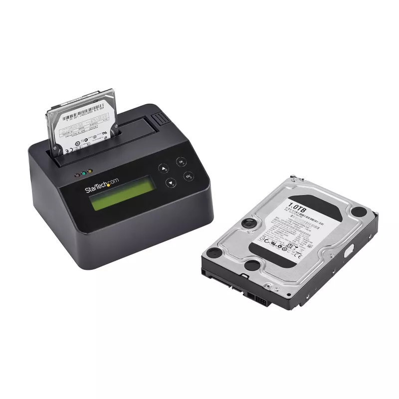 StarTech.com Single Bay Hard Drive Eraser, Standalone HDD/SSD Sanitizer, 4Kn, USB 3.0 do SATA III (6 Gbps), 9 trybów kasowania, Wyświetlacz LCD, Stacja dokująca do bezpiecznego kasowania dysków twardych, port drukarki DB-9, zgodność z TAA