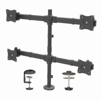 StarTech.com Ramię do montażu na biurku dla czterech monitorów - Ergonomiczne mocowanie VESA 4 monitorów 2x2 do 27 cali - Przegubowe i z regulacją wysokości mocowanie na słupie - Pochylenie/obrót/rotacja ekranów LCD/LED - Zacisk do biurka/przepust kablowy