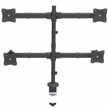 StarTech.com Ramię do montażu na biurku dla czterech monitorów - Ergonomiczne mocowanie VESA 4 monitorów 2x2 do 27 cali - Przegubowe i z regulacją wysokości mocowanie na słupie - Pochylenie/obrót/rotacja ekranów LCD/LED - Zacisk do biurka/przepust kablowy
