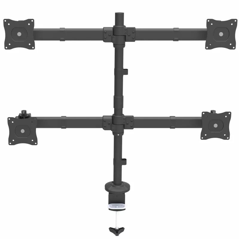 StarTech.com Ramię do montażu na biurku dla czterech monitorów - Ergonomiczne mocowanie VESA 4 monitorów 2x2 do 27 cali - Przegubowe i z regulacją wysokości mocowanie na słupie - Pochylenie/obrót/rotacja ekranów LCD/LED - Zacisk do biurka/przepust kablowy