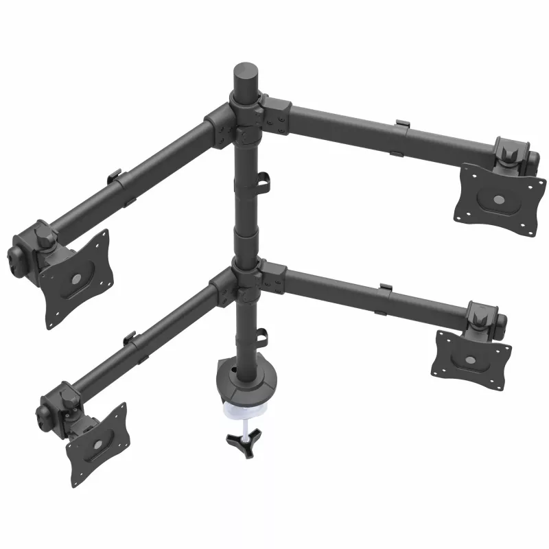 StarTech.com Ramię do montażu na biurku dla czterech monitorów - Ergonomiczne mocowanie VESA 4 monitorów 2x2 do 27 cali - Przegubowe i z regulacją wysokości mocowanie na słupie - Pochylenie/obrót/rotacja ekranów LCD/LED - Zacisk do biurka/przepust kablowy