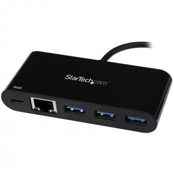 StarTech.com Hub USB-C 3-portowy z Gigabit Ethernet i przelotowym ładowaniem laptopa Power Delivery 60 W - USB-C na 3x USB-A (USB 3.0 SuperSpeed 5 Gb/s) - Adapter USB 3.2 Gen 1 Type-C Hub~3-portowy Hub USB-C z Gigabit Ethernet i przelotowym ładowaniem laptopa Power Delivery 60 W - USB-C na 3x USB-A (USB 3.0 SuperSpeed 5 Gb/s) - Adapter USB 3.2 Gen 1 Type-C Hub