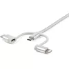 StarTech.com 1 m (3 stopy) Kabel USB do ładowania wielu urządzeń - USB na Micro-USB lub USB-C lub Lightning do iPhone / iPad / iPod / Android - Certyfikat Apple MFi - Ładowarka USB 3 w 1 - Pleciony