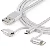 StarTech.com 1 m (3 stopy) Kabel USB do ładowania wielu urządzeń - USB na Micro-USB lub USB-C lub Lightning do iPhone / iPad / iPod / Android - Certyfikat Apple MFi - Ładowarka USB 3 w 1 - Pleciony