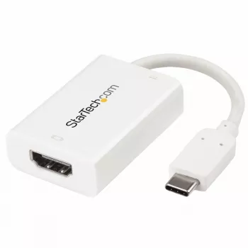 StarTech.com Adapter USB-C do HDMI 2.0 z zasilaniem Power Delivery - 4K 60Hz Konwerter sygnału wideo USB typu C do HDMI - port ładowania pasującego PD 60 W - zgodny z Thunderbolt 3 - biały