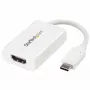 StarTech.com Adapter USB-C do HDMI 2.0 z zasilaniem Power Delivery - 4K 60Hz Konwerter sygnału wideo USB typu C do HDMI - port ładowania pasującego PD 60 W - zgodny z Thunderbolt 3 - biały