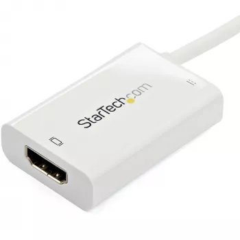 StarTech.com Adapter USB-C do HDMI 2.0 z zasilaniem Power Delivery - 4K 60Hz Konwerter sygnału wideo USB typu C do HDMI - port ładowania pasującego PD 60 W - zgodny z Thunderbolt 3 - biały