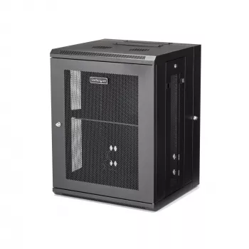 StarTech.com 4-słupkowa 15U szafa sieciowa naścienna z półką 1U, 19-calowa naścienna szafa serwerowa na zawiasach do sprzętu danych / AV / elektronicznego / komputerowego, elastyczna wentylowana obudowa rack