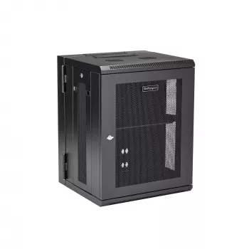 StarTech.com 4-słupkowa 15U szafa sieciowa naścienna z półką 1U, 19-calowa naścienna szafa serwerowa na zawiasach do sprzętu danych / AV / elektronicznego / komputerowego, elastyczna wentylowana obudowa rack