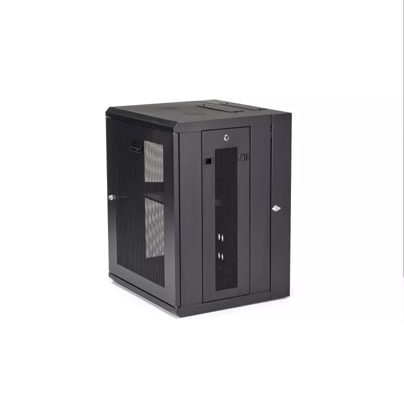 StarTech.com 4-słupkowa 15U szafa sieciowa naścienna z półką 1U, 19-calowa naścienna szafa serwerowa na zawiasach do sprzętu danych / AV / elektronicznego / komputerowego, elastyczna wentylowana obudowa rack