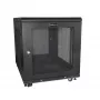 StarTech.com 4-słupkowa szafa rack 12U, zamykana szafa rack 19 cali na sprzęt komputerowy / AV / IT, biurowa / domowa szafa sieciowa z kółkami i regulowanymi szynami montażowymi