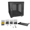 StarTech.com 4-słupkowa szafa rack 12U, zamykana szafa rack 19 cali na sprzęt komputerowy / AV / IT, biurowa / domowa szafa sieciowa z kółkami i regulowanymi szynami montażowymi