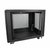 StarTech.com 4-słupkowa szafa rack 12U, zamykana szafa rack 19 cali na sprzęt komputerowy / AV / IT, biurowa / domowa szafa sieciowa z kółkami i regulowanymi szynami montażowymi