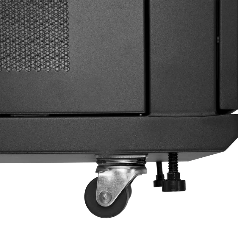 StarTech.com 4-słupkowa szafa rack 12U, zamykana szafa rack 19 cali na sprzęt komputerowy / AV / IT, biurowa / domowa szafa sieciowa z kółkami i regulowanymi szynami montażowymi