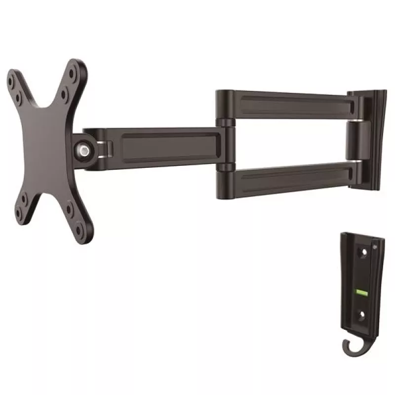 StarTech.com Uchwyt do monitora do montażu na ścianie - podwójny przegub, 15 kg, 33 cm (13 cali), 68,6 cm (27 cali), 75 x 75 mm, 100 x 100 mm, czarny