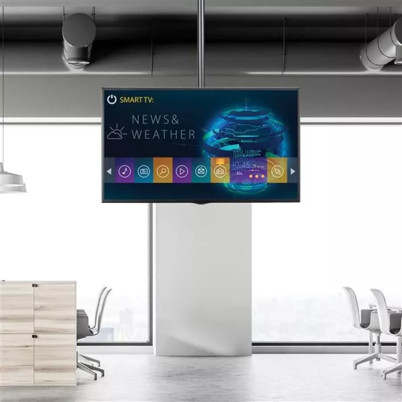 StarTech.com Uchwyt sufitowy do telewizora – Uniwersalny ruchomy uchwyt wiszący do pojedynczego ekranu z regulowanym teleskopowym krótkim słupem – pochylenie / obrót – wspornik VESA do wyświetlaczy 32”–75”