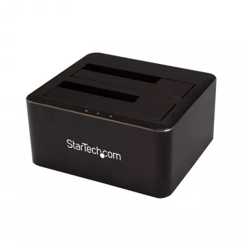 StarTech.com Dwukieszeniowa stacja dokująca USB 3.0 do SATA dla dysków twardych, stacja dokująca USB, zewnętrzna stacja dokująca dla dysków SSD/HDD 2.5/3.5 cala SATA I/II/III, kieszenie na dyski twarde z funkcją Hot-Swap, ładowanie od góry