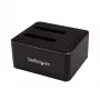StarTech.com Dwukieszeniowa stacja dokująca USB 3.0 do SATA dla dysków twardych, stacja dokująca USB, zewnętrzna stacja dokująca dla dysków SSD/HDD 2.5/3.5 cala SATA I/II/III, kieszenie na dyski twarde z funkcją Hot-Swap, ładowanie od góry