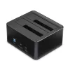 StarTech.com Dwukieszeniowa stacja dokująca USB 3.0 do SATA dla dysków twardych, stacja dokująca USB, zewnętrzna stacja dokująca dla dysków SSD/HDD 2.5/3.5 cala SATA I/II/III, kieszenie na dyski twarde z funkcją Hot-Swap, ładowanie od góry