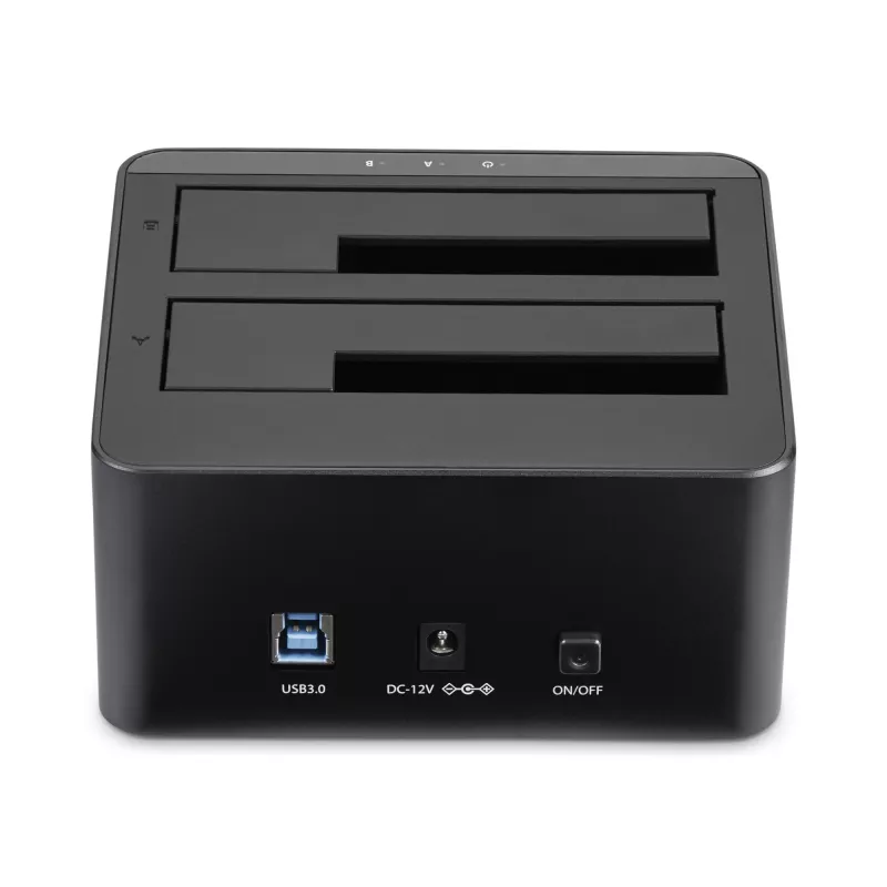 StarTech.com Dwukieszeniowa stacja dokująca USB 3.0 do SATA dla dysków twardych, stacja dokująca USB, zewnętrzna stacja dokująca dla dysków SSD/HDD 2.5/3.5 cala SATA I/II/III, kieszenie na dyski twarde z funkcją Hot-Swap, ładowanie od góry