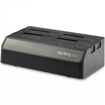 StarTech.com 4-zatokowa stacja dokująca USB do SATA dla dysków twardych, USB 10 Gb/s, zewnętrzna stacja dokująca dla dysków SSD/HDD 2,5 inch i 3,5 inch, SATA III, zatoka z funkcją hot-swap, ładowana od góry