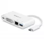 StarTech.com Wieloportowy adapter USB-C - Adapter wideo USB-C na DVI-D (cyfrowy) z przelotowym ładowaniem Power Delivery 60 W, GbE, USB-A - Przenośna mini stacja dokująca USB Type-C/Thunderbolt 3 do laptopa