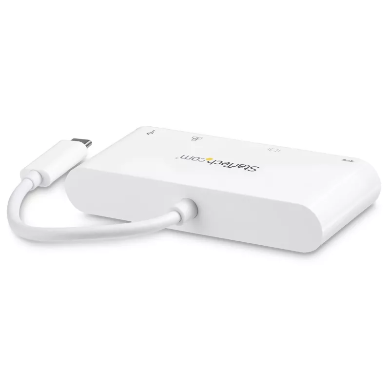 StarTech.com Wieloportowy adapter USB-C - Adapter wideo USB-C na DVI-D (cyfrowy) z przelotowym ładowaniem Power Delivery 60 W, GbE, USB-A - Przenośna mini stacja dokująca USB Type-C/Thunderbolt 3 do laptopa