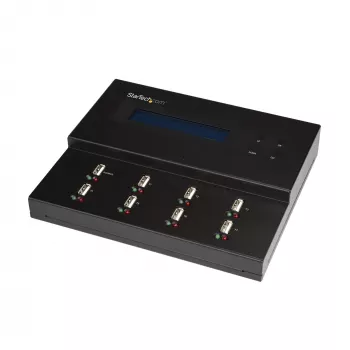 StarTech.com Samodzielny duplikator i kasownik 1 do 7 pendrive'ów USB, kopiarka wielu pamięci flash USB, kopiowanie systemu i plików oraz całego dysku z szybkością 1,5 GB/min, kasowanie pojedynczym i potrójnym przebiegiem, wyświetlacz LCD - TAA