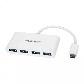 StarTech.com 4-portowy hub USB C z 4 portami USB-A (USB 3.0 SuperSpeed 5 Gb/s) - zasilany z magistrali USB - przenośny hub USB-C do USB-A do laptopa - hub USB 3.1 Gen 1/USB 3.2 Gen 1 Typ-C - biały~4-portowy hub USB C z 4 portami USB-A (USB 3.0 SuperSpeed 5 Gb/s) - zasilany z magistrali USB - przenośny hub USB-C do USB-A do laptopa - hub USB 3.2 Gen 1 Typ-C - biały