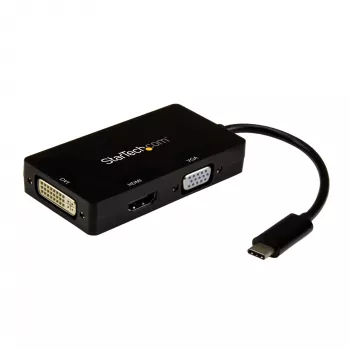 StarTech.com USB-C wieloportowy adapter wideo - 3-w-1 - 4K 30Hz - czarny