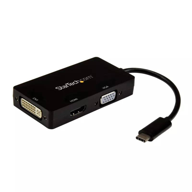 StarTech.com USB-C wieloportowy adapter wideo - 3-w-1 - 4K 30Hz - czarny