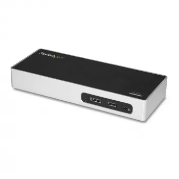 StarTech.com Stacja dokująca USB 3.0 — uniwersalna stacja dokująca z obsługą dwóch monitorów, HDMI i DVI/VGA, 6-portowy hub USB 3.1 Gen 1 5 Gb/s, GbE, audio, złącze Type-A — do laptopów Windows i Mac