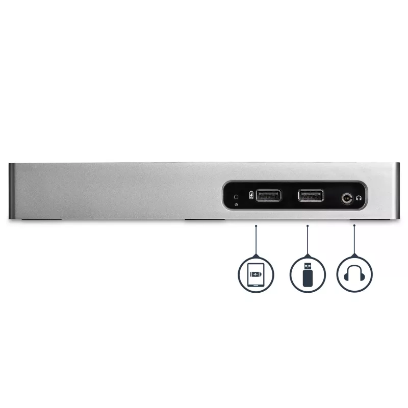 StarTech.com Stacja dokująca USB 3.0 — uniwersalna stacja dokująca z obsługą dwóch monitorów, HDMI i DVI/VGA, 6-portowy hub USB 3.1 Gen 1 5 Gb/s, GbE, audio, złącze Type-A — do laptopów Windows i Mac