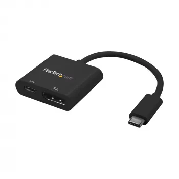 StarTech.com Adapter USB-C na DisplayPort z funkcją Power Delivery - 4K 60Hz HBR2 - Konwerter wideo USB Type-C na DP 1.2 Monitor z ładowaniem - Przesył mocy 60W - Kompatybilny z Thunderbolt 3