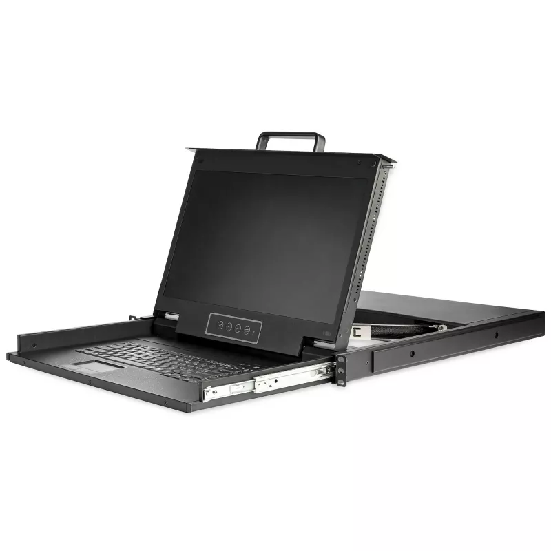 StarTech.com Rackmount KVM Console HD 1080p - Jednoportowa konsola KVM VGA z 17-calowym monitorem LCD do szafy serwerowej - W pełni funkcjonalna szuflada KVM LCD 1U z kablami i osprzętem - Obsługa USB - MTBF 50 000